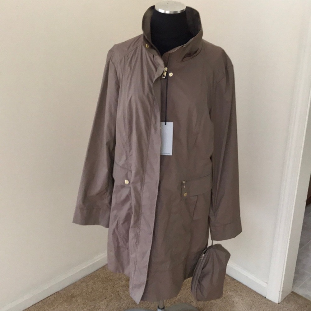 NWT! COLE HAAN Size XL Hooded Trench Coat with shine